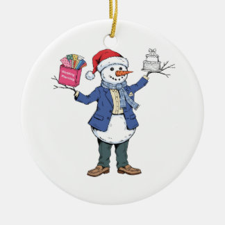 Ornamento De Cerâmica Organizador de Eventos Homem de Neve Natal 2026 Fe