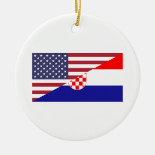 Ornamento De Cerâmica Orgulho Americano Croata Bandeira US Croata