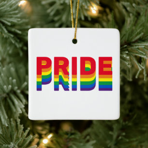 Ornamento De Cerâmica Orgulho arco-íris cores gay lgbtq Natal