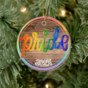 Ornamento De Cerâmica Orgulho Arco-íris Nome Personalizado- Ano 