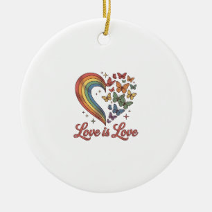 Ornamento De Cerâmica Orgulho Borboleta Coração Amor É Amor Camisa Desig
