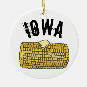 Ornamento De Cerâmica Orgulho de Estado IOWA Manteve o Milho no Cob