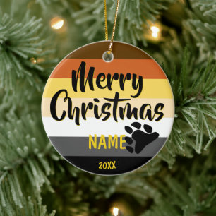 Ornamento De Cerâmica Orgulho de Irmandade Urso Personalizado Natal