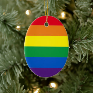 Ornamento De Cerâmica Orgulho do arco-íris LGBT gay no Natal