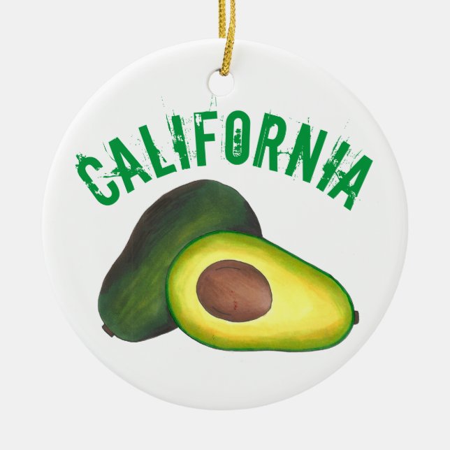 Ornamento De Cerâmica Orgulho Estadual CA California Ripe Avocado Foodie (Frente)