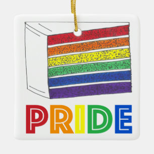 Ornamento De Cerâmica Orgulho gay LGBT de Bolo Rainbow