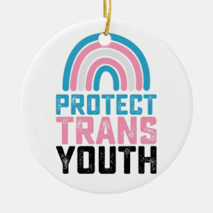 Ornamento De Cerâmica Orgulho LGBT Proteja Jovens Trans Transgênero Cria