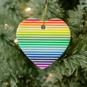 Ornamento De Cerâmica Orgulho lgbtq lgbt arco-íris padrão de listras b