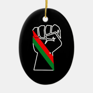 Ornamento De Cerâmica orgulho negro punho vermelho verde bandeira pan-af