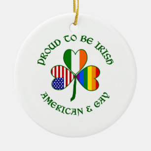 Ornamento De Cerâmica Orgulhoso americano irlandês e gay