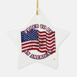 Ornamento De Cerâmica Orgulhoso De Ser Um Americano Com A Bandeira Dos E