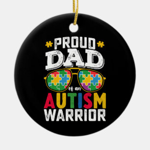Ornamento De Cerâmica Orgulhoso Pai De Uma Família Lidadora do Autismo
