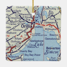 Ornamento De Cerâmica Orillia ON Vintage Map