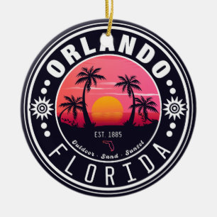 Ornamento De Cerâmica Orlando Florida Retro Sunset Tropical Souvenir 80