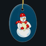 Ornamento De Cerâmica Ornaço cerâmico dos dentes de Snowman<br><div class="desc">Um boneco de neve segurando um dente com cachecol decorado com dentes é uma design odontológica engraçada para dentistas,  higienistas dentários,  endodontistas,  periodontistas e ortodontistas</div>
