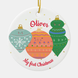 Ornamento De Cerâmica Ornaço Kawaii Cute Personalizado Primeiro Natal