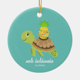 Ornamento De Cerâmica Ornaço Mele Kalikimaka, Tartaruga do Mar Cute