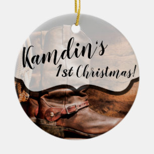 Ornamento De Cerâmica Ornaço XMAS Personalizado Boots Barn Wood