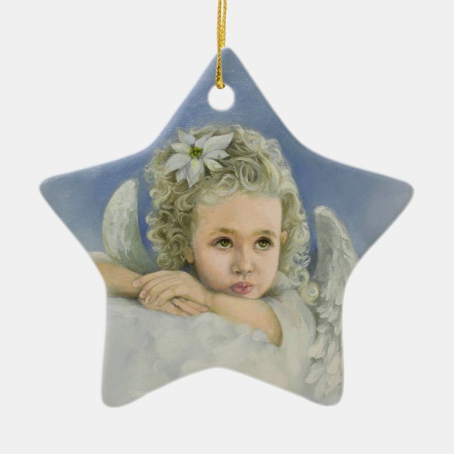 Ornamento De Cerâmica Ornament Angel Star de Natal (Frente)