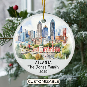 Ornamento De Cerâmica Ornament Atlanta Personalizado, Geórgia