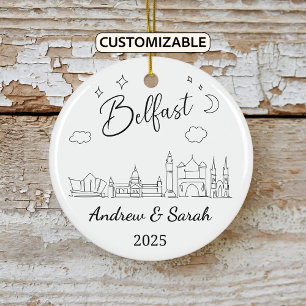 Ornamento De Cerâmica Ornament Belfast Personalizado, Irlanda do Norte