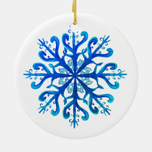 Ornamento De Cerâmica Ornament Blue Snowflake (Traseira)