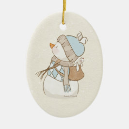 Ornamento De Cerâmica Ornament Blue Snowman