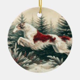 Ornamento De Cerâmica Ornament Borzoi de Natal a saltar