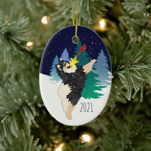 Ornamento De Cerâmica Ornament Celestial Finlandês Lapphund 2021 (Árvore)