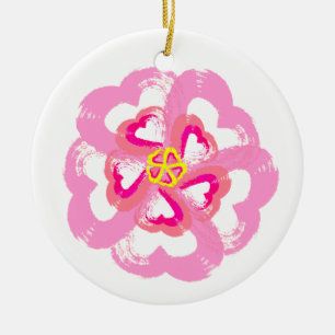 Ornamento De Cerâmica Ornament cerâmico do Blossom Hearts