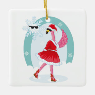 Ornamento De Cerâmica Ornament Cerâmico Santa Claus Flamingo