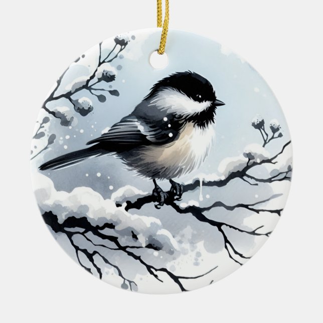 Ornamento De Cerâmica Ornament Chickadee (Frente)