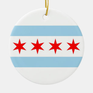 Ornamento De Cerâmica Ornament com bandeira de Chicago, Illinois