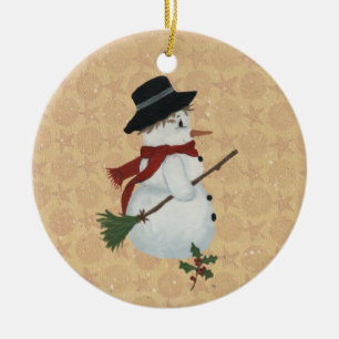 Ornamento De Cerâmica Ornament Country Snowman