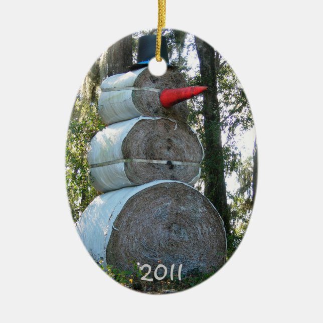 Ornamento De Cerâmica Ornament Country Snowman (Frente)