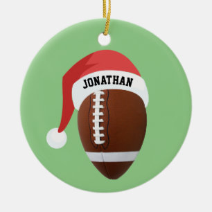 Ornamento De Cerâmica Ornament de Futebol Santa Hat