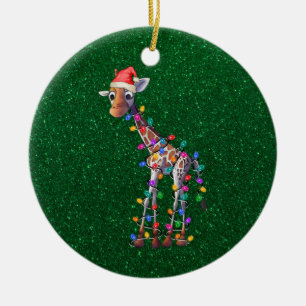Ornamento De Cerâmica Ornament de Girafa de Natal