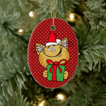 Ornament de Oval de Gato de Natal