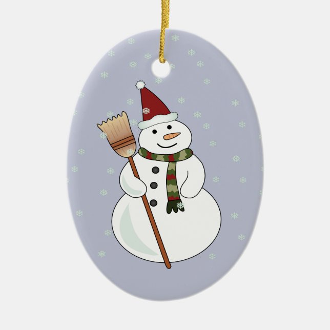 Ornamento De Cerâmica Ornament de Snowman de Natal (Frente)