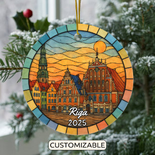 Ornamento De Cerâmica Ornament de Vidro Riga Personalizado, Letónia
