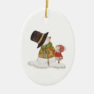 Ornamento De Cerâmica Ornament Dourado Snowman