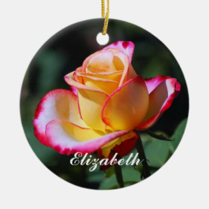 Ornamento De Cerâmica Ornament Elizabeth Red e Yellow e Pink Roses