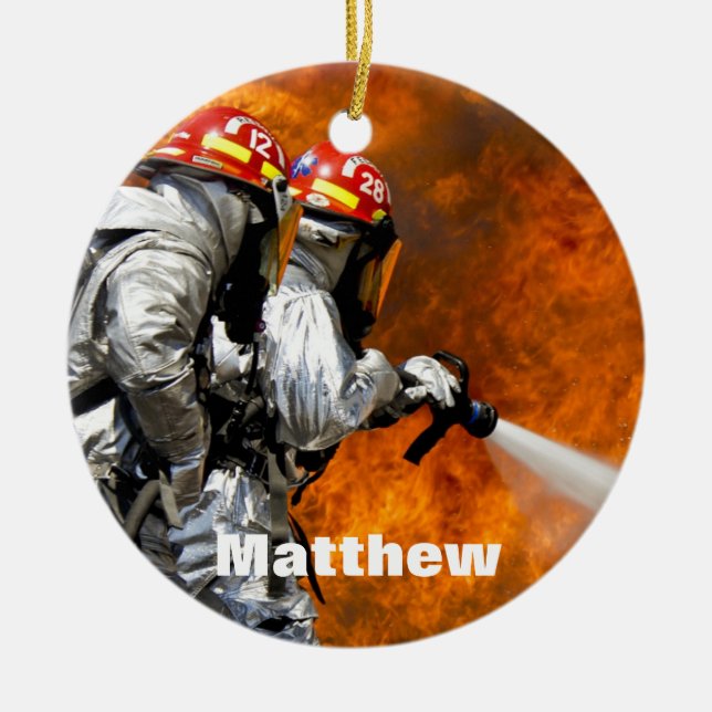 Ornamento De Cerâmica Ornament Fireman Personalizado (Frente)