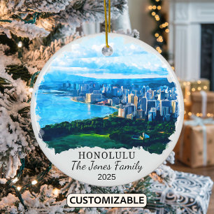 Ornamento De Cerâmica Ornament Honolulu Personalizado, Gift Hawaii