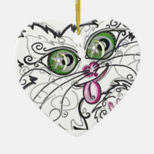 Ornamento De Cerâmica Ornament Legal Cat Face Scroll Art