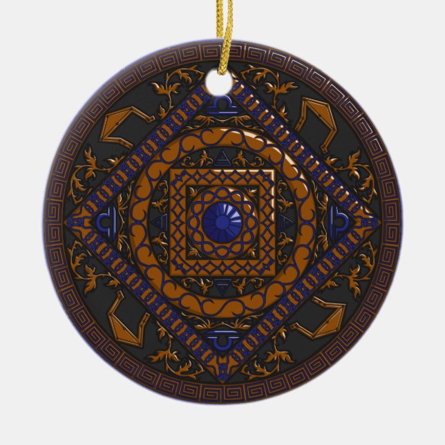 Ornamento De Cerâmica Ornament Libra Mandala (Frente)