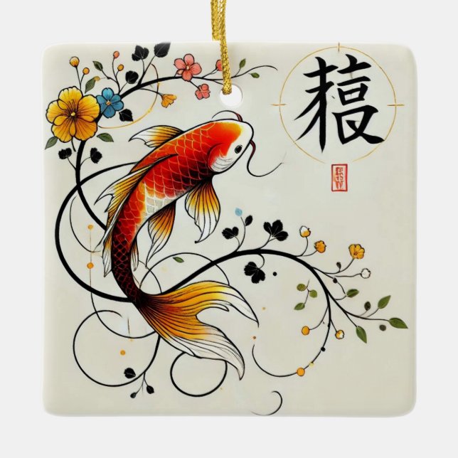 Ornamento De Cerâmica Ornament Lucky Koi (Frente)