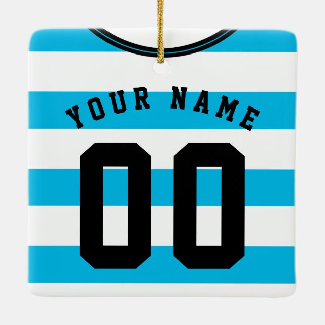 Ornamento De Cerâmica Ornament Modelo de Futebol Jersey, Blue (Verso)