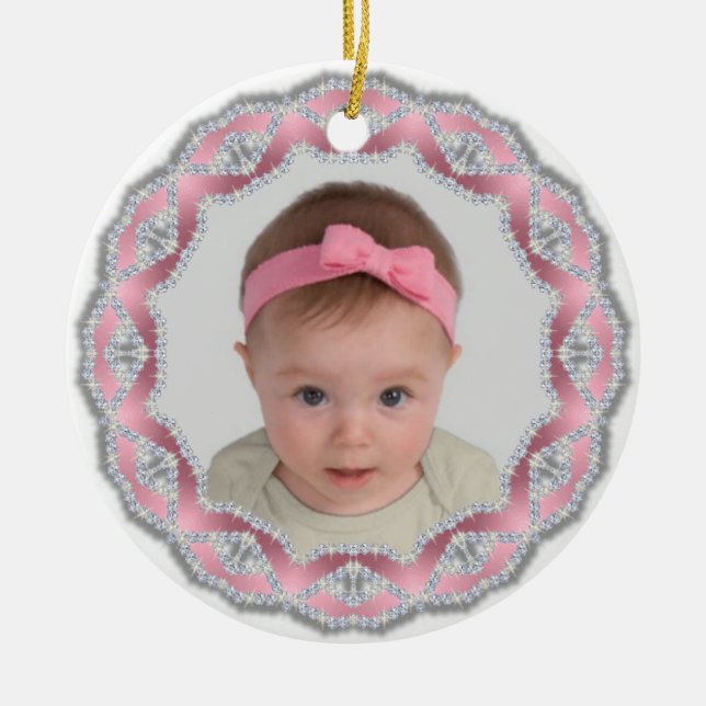 Ornamento De Cerâmica Ornament - Natal - Bebê Girl Bling (Frente)