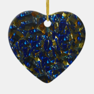 Ornamento De Cerâmica Ornament ouro Blue Heart
